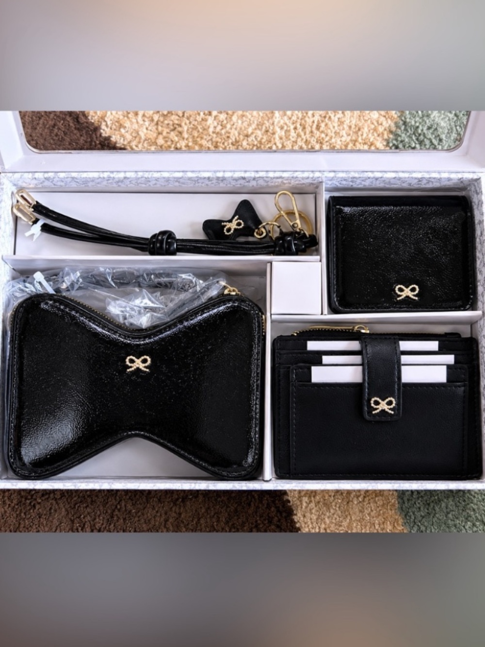 Sincerely Jules Viral Black Bow Purse Keychain Wallet Mirror Gift Set